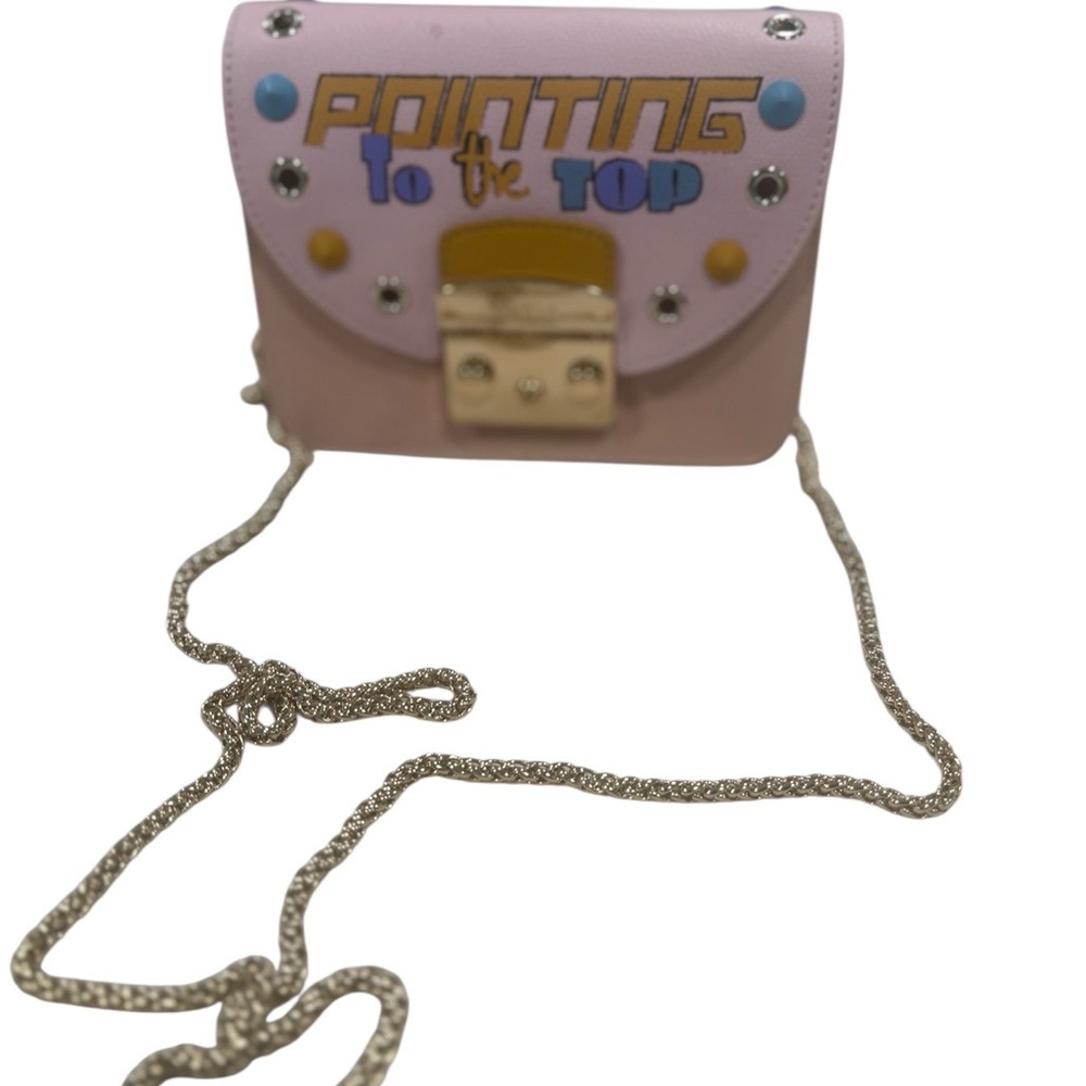 Furla Metropolis Mini Pink Crossbody Bag with Gold Accents